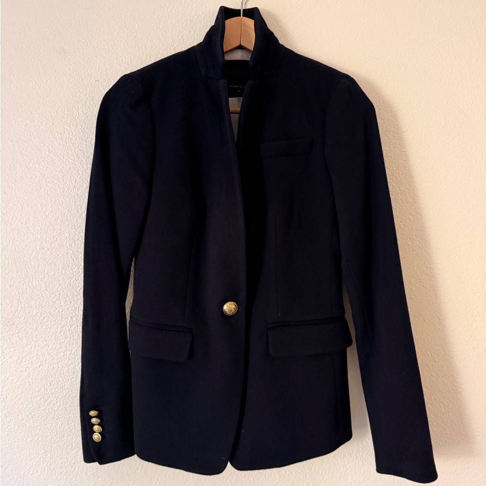 J. Crew Collection Navy Cashmere Women's Single-Button Blazer with Gold Buttons